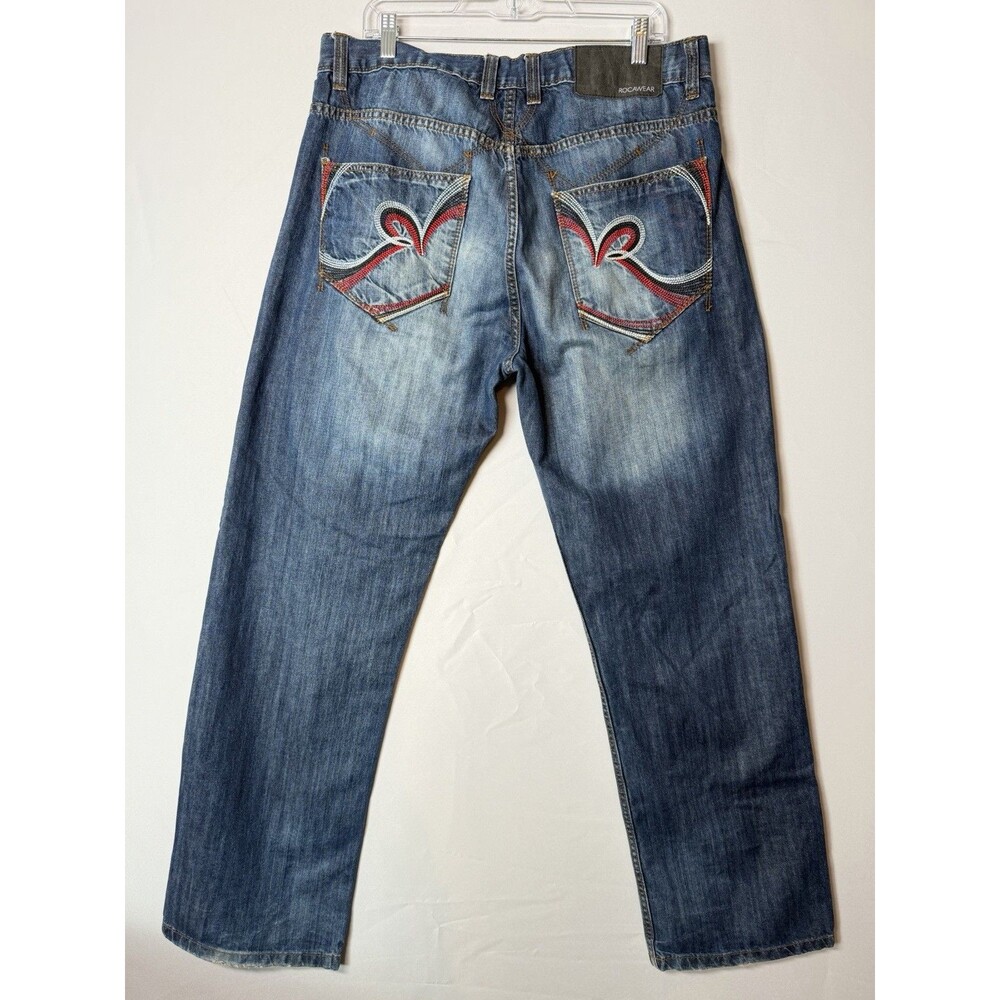 Rocawear Men’s Jeans W36 Blue Original Fit Embroidered Baggy Hip Hop Y2K Denim
